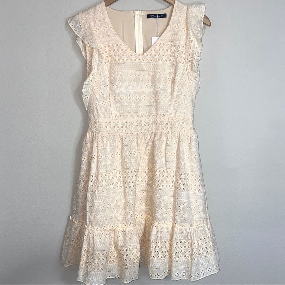 Eyelet Lace Sleeveless Mini- Dress